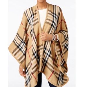Charter Club Plaid Poncho/Wrap